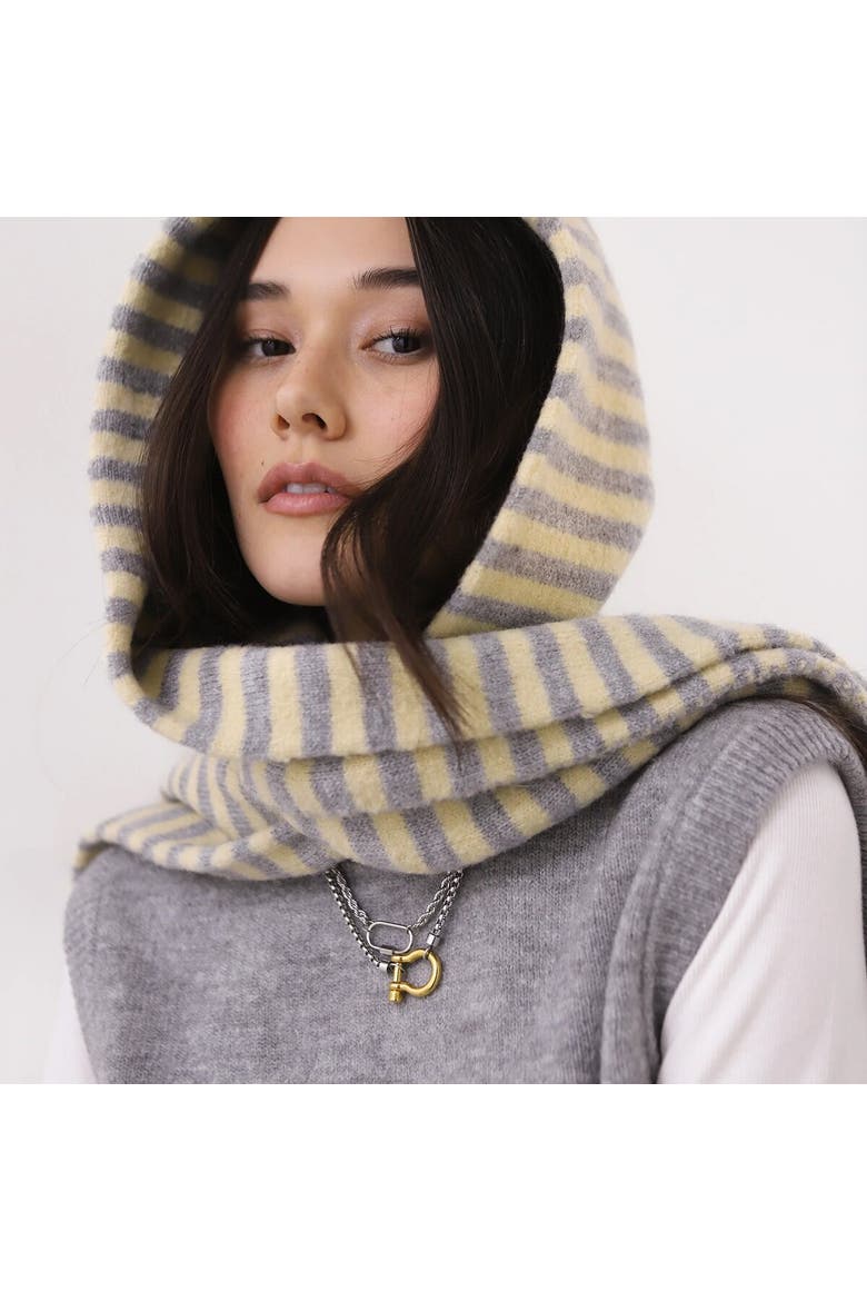 Hooded Scarf, Alternate, color, Heather Grey stripe
