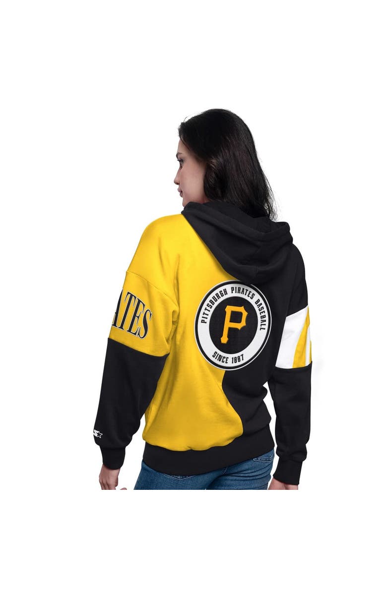 STARTER Women's Starter Black/Gold Pittsburgh Pirates Curve Ball Full Zip Hoodie Sweatshirt, Alternate, color, Black