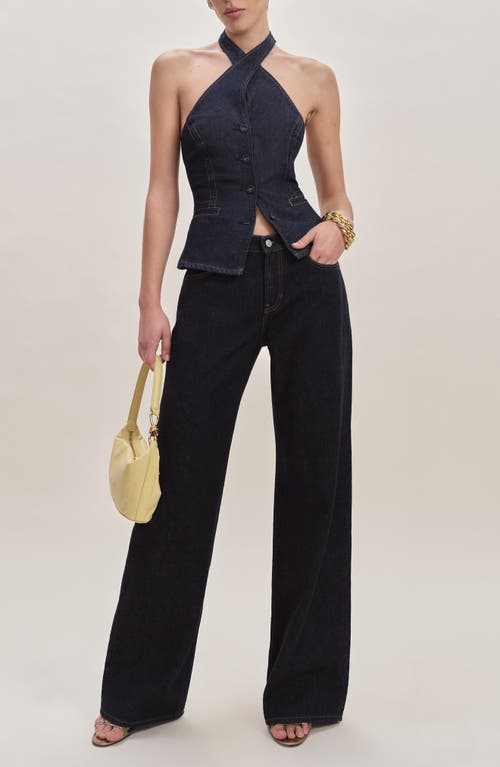 Reformation Tate Halter Denim Crop Top In Volio