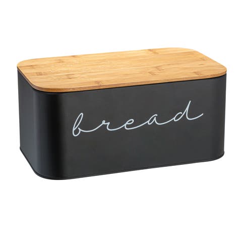 Metal "Bread" Bin with Wood Lid