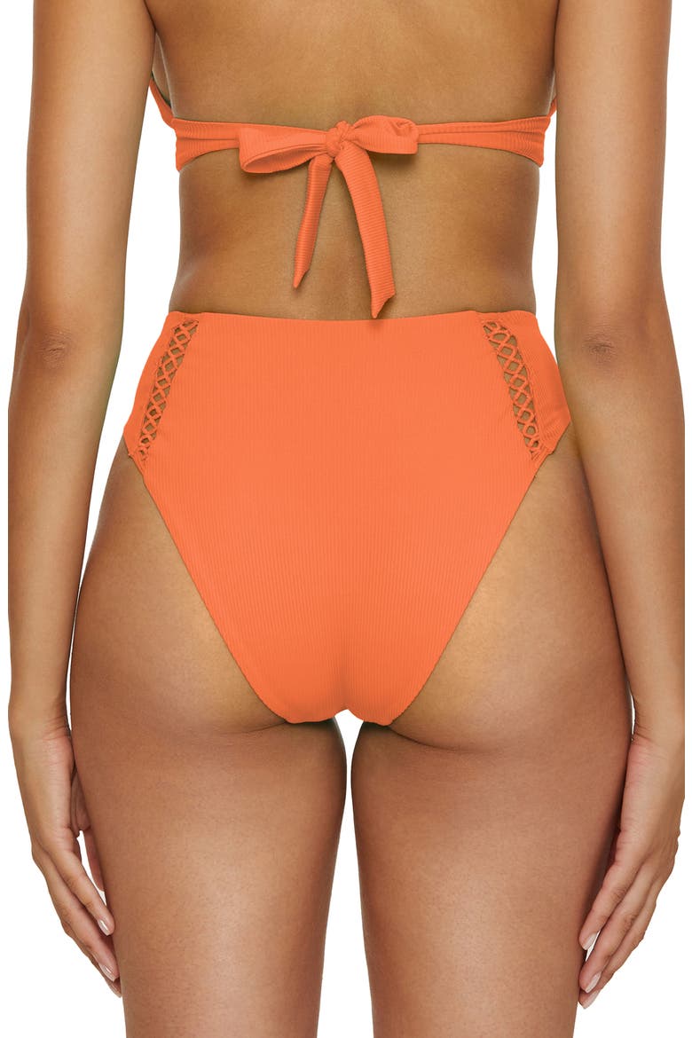 Modern Edge High Waist Bikini Bottoms, Alternate, color, CORAL ROSE