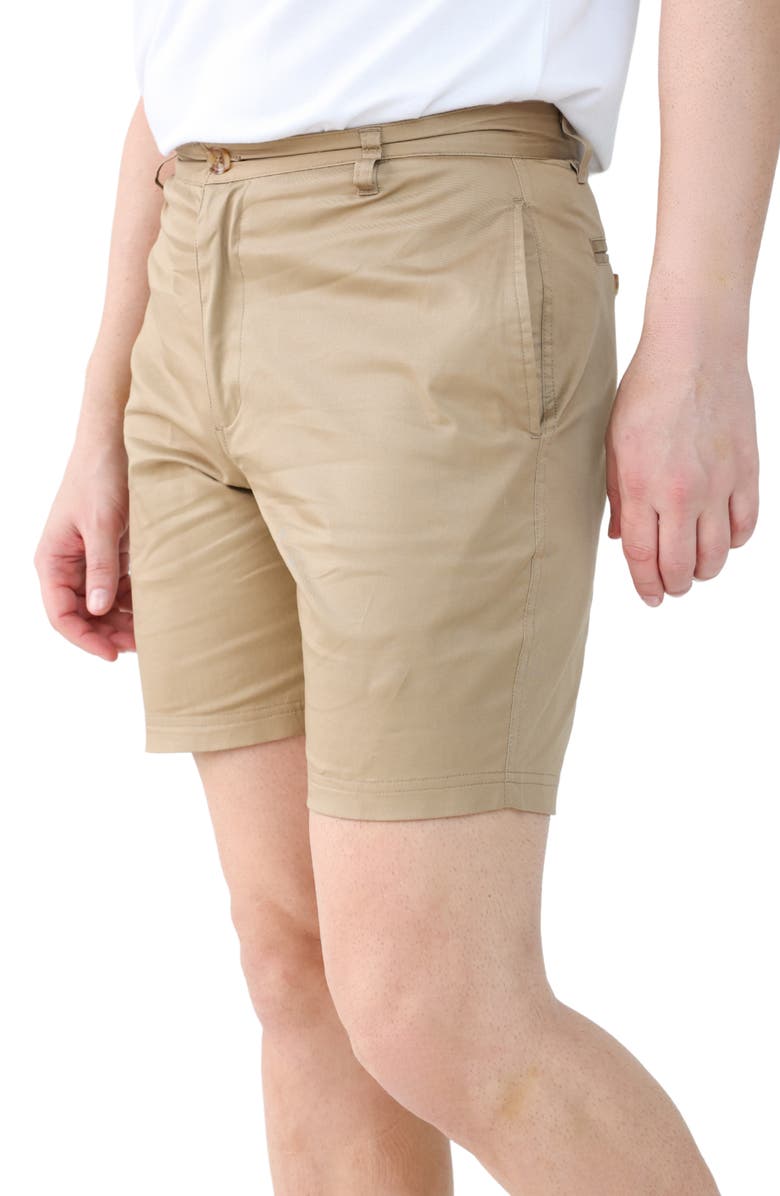 TailorByrd Stretch Cotton Chino Shorts, Alternate, color, Khaki
