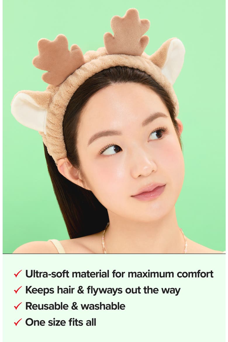 Reindeer Skincare Headband, Alternate, color, BROWN