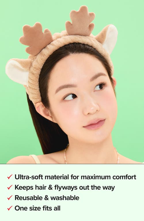 I Dew Care Reindeer Skincare Headband In Brown