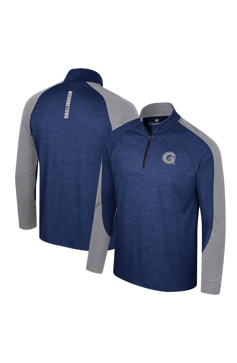 COLOSSEUM Men's Colosseum Navy Georgetown Hoyas Langmore Raglan Quarter-Zip Top, Main, color,