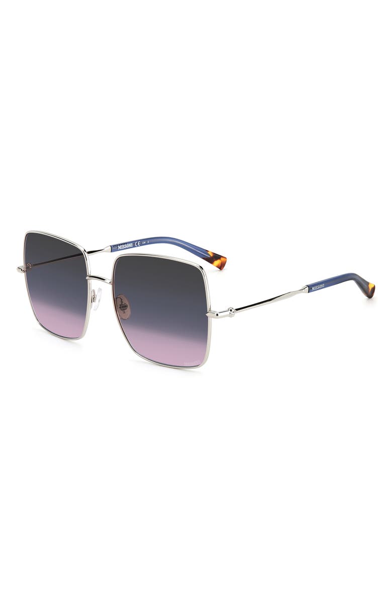 Missoni 58mm Square Oversize Sunglasses, Alternate, color, Palladium