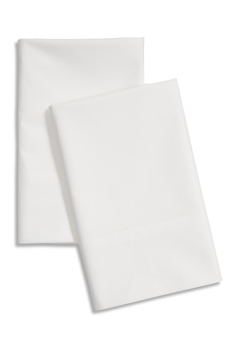 at Home Percale Pillowcases, Main, color, WHITE