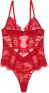 Etam Infini Rouge Lace & Mesh Bodysuit