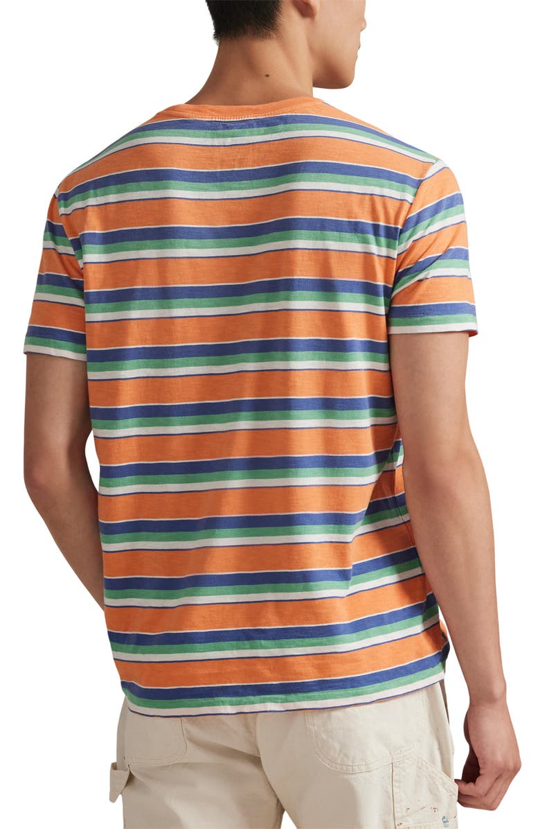 Polo Ralph Lauren Striped Standard Fit Cotton Jersey T-Shirt, Alternate, color, May Orange Multi