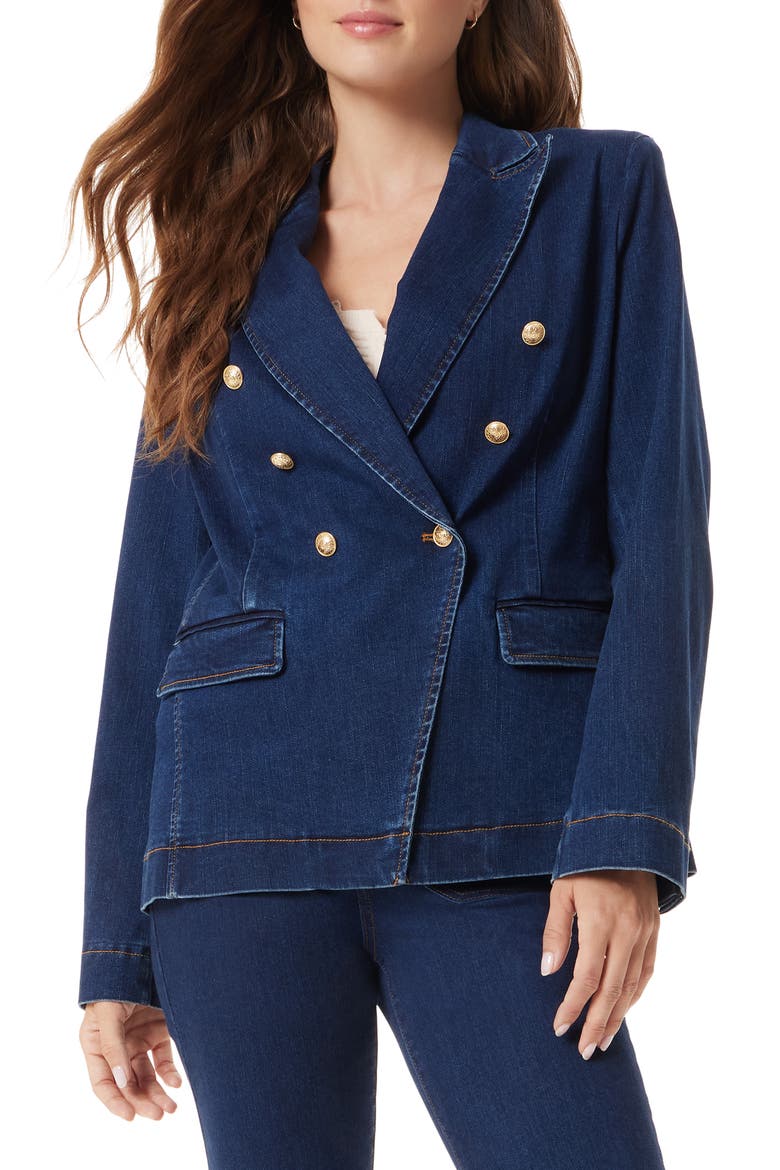 Imogen Double Breasted Denim Blazer, Main, color, CAMEO