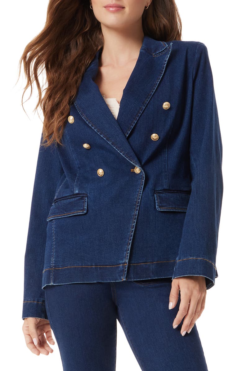 Sam Edelman Imogen Double Breasted Denim Blazer, Main, color, Cameo