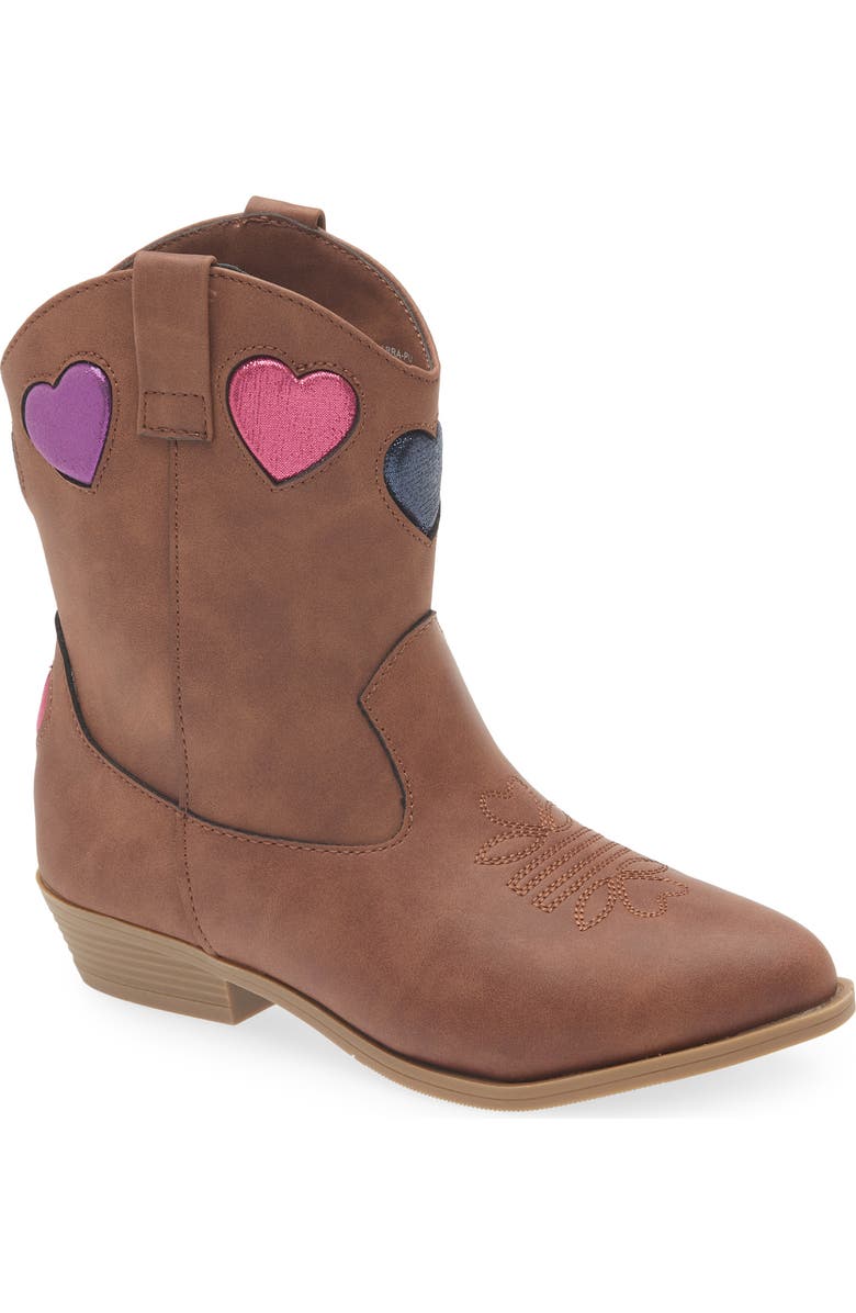 Tucker + Tate Kids' Clarra Heart Western Boot, Main, color, Brown