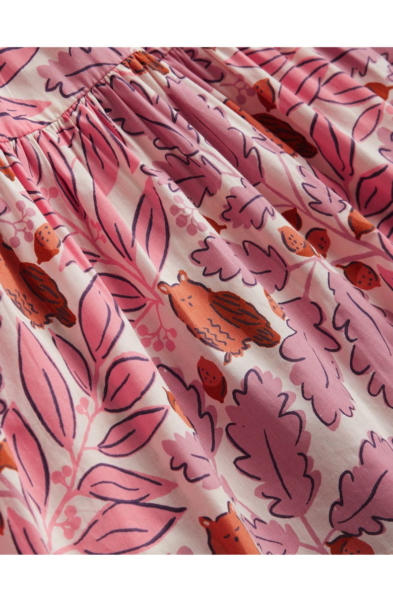 Mini Boden Kids' Leaf Print Tiered Cotton Dress, Alternate, color, 