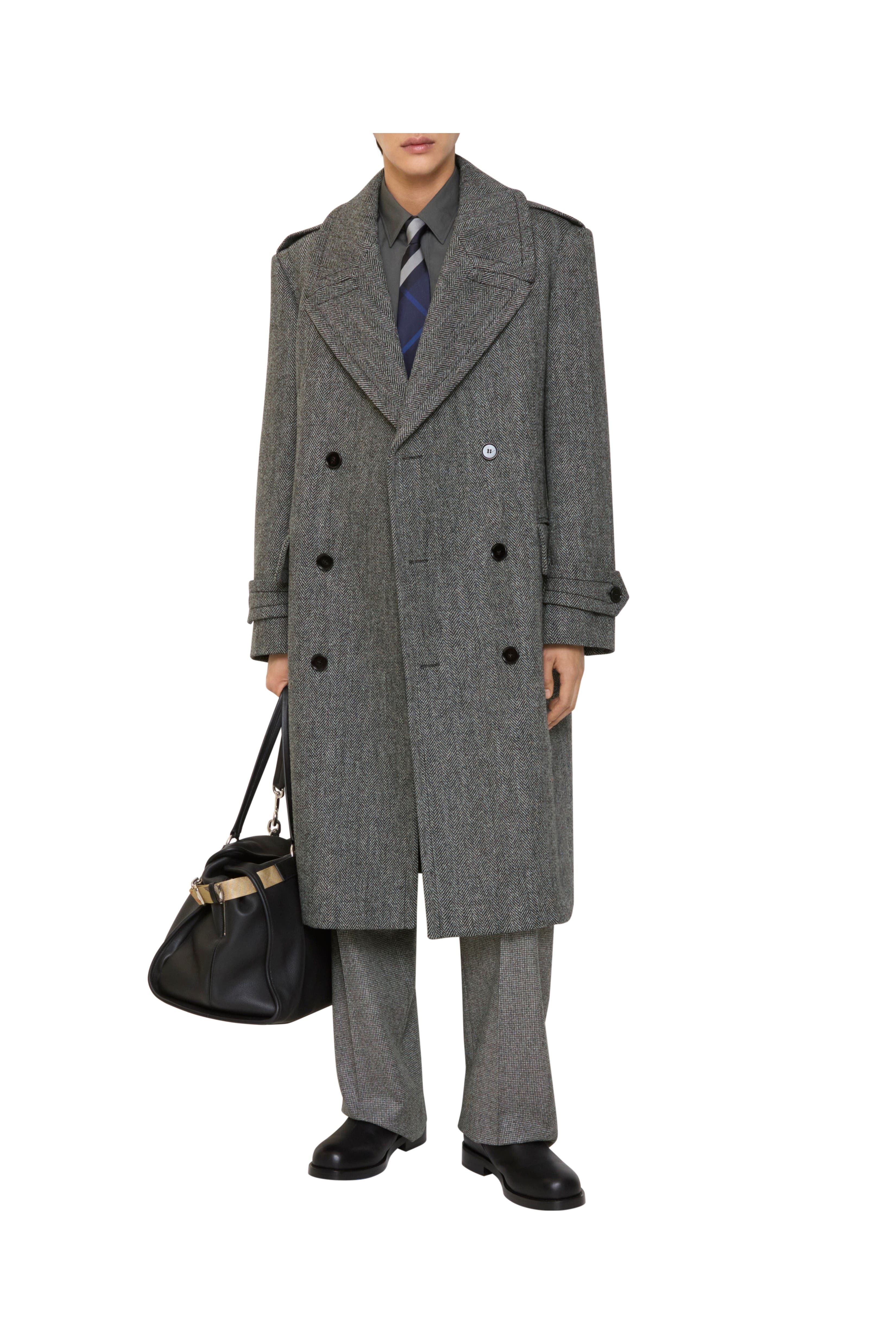 Long Herringbone Wool Trench Coat (Men) | Nordstrom