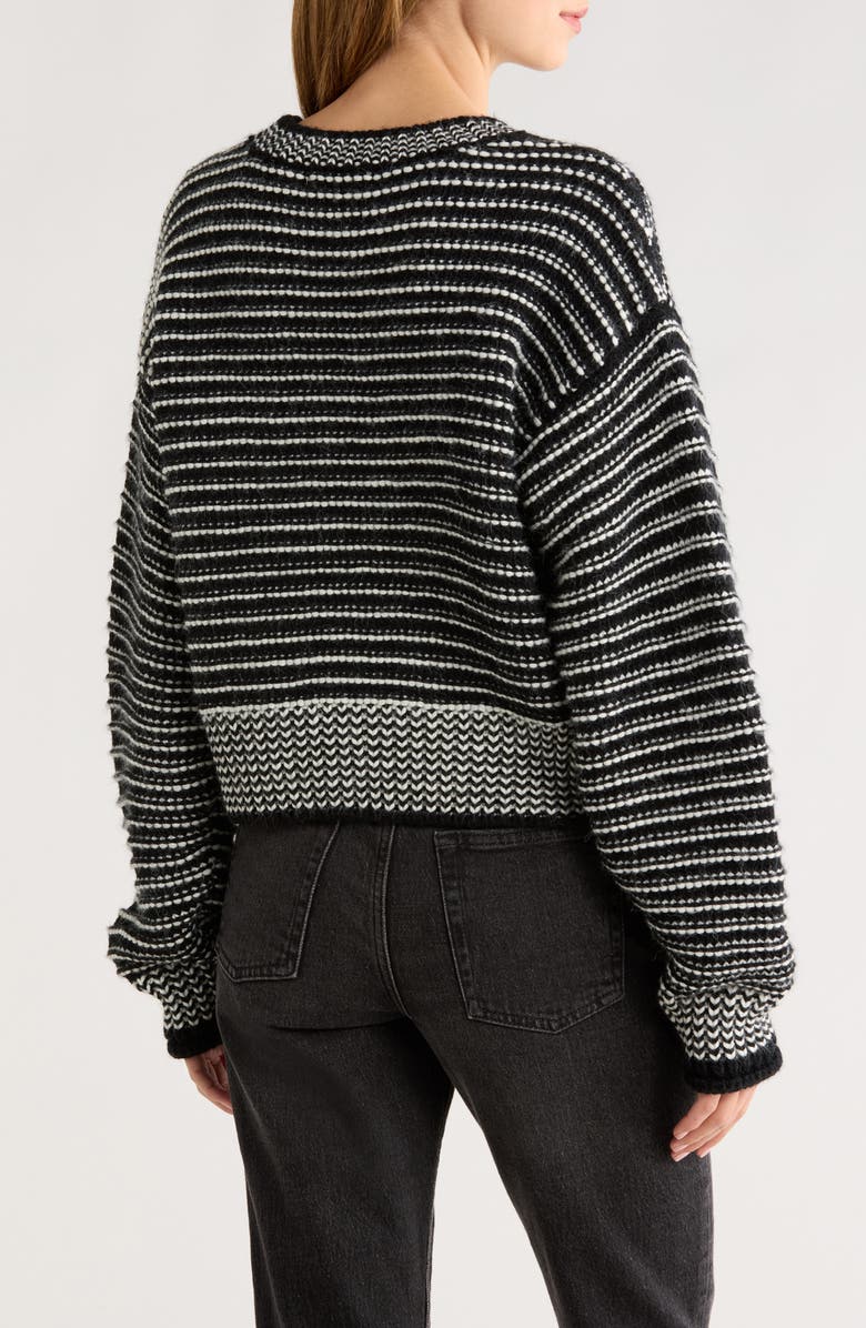 All in Favor Chunky Stripe Sweater, Alternate, color, Black White