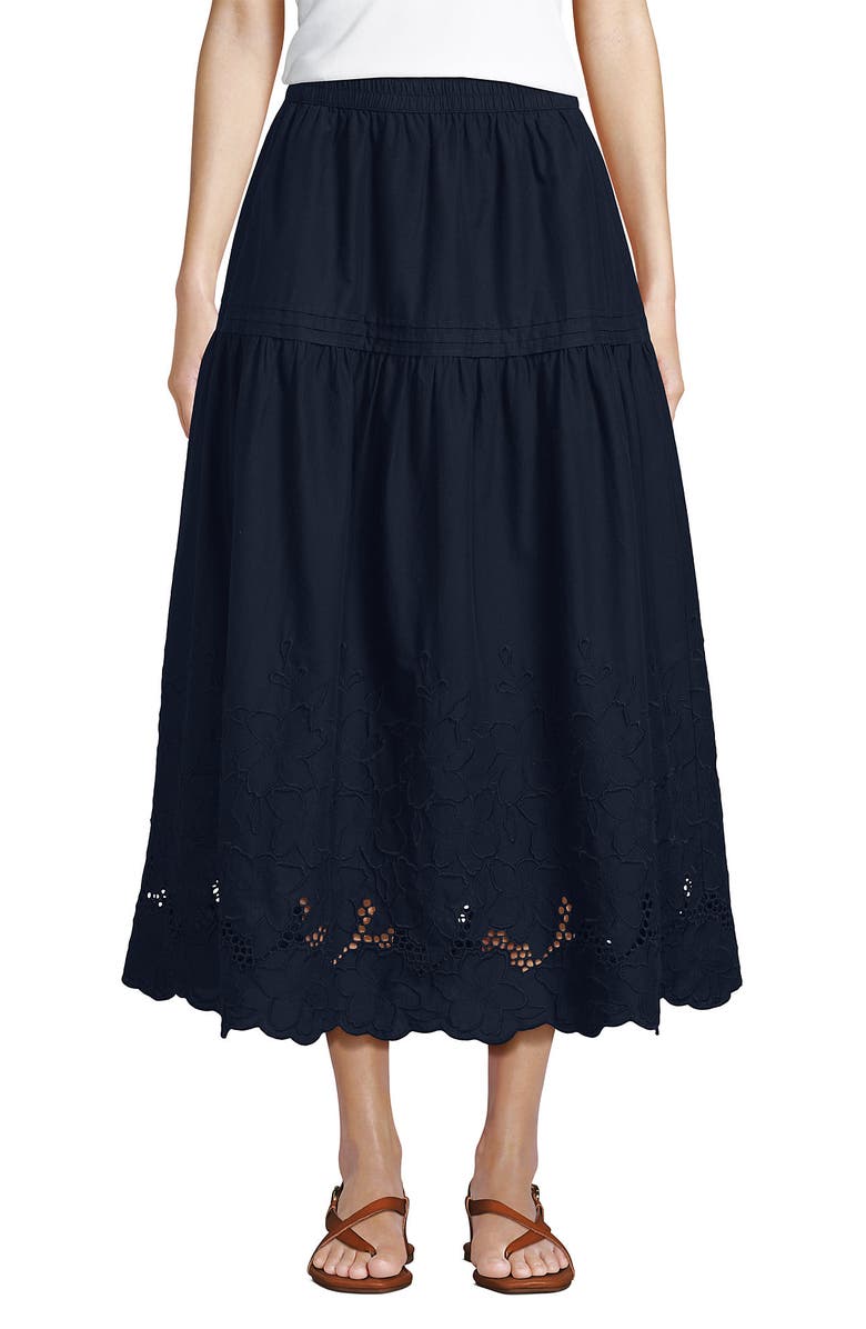 Lands' End Voile Eyelet Maxi Skirt, Main, color, Radiant Navy