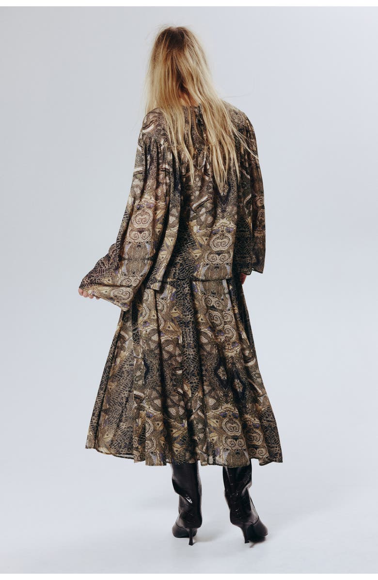 H&M Patterned Blouse, Alternate, color, Khaki Green/Patterned