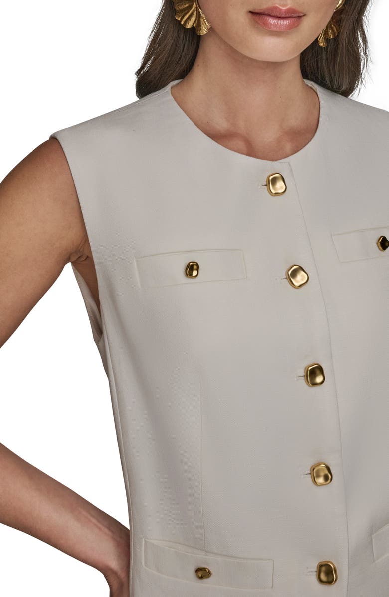 Donna Karan New York Linen Blend Vest, Alternate, color, Cream