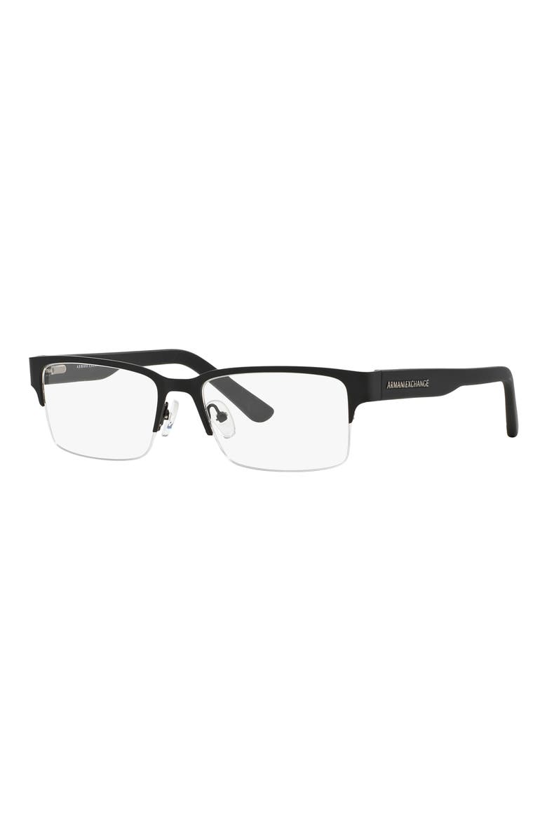 53mm Semirimless Rectangular Optical Glasses, Alternate, color, BLACK