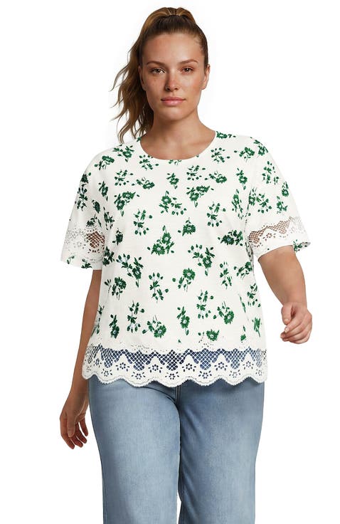 Short Sleeve Slub Jersey Cutwork T-Shirt