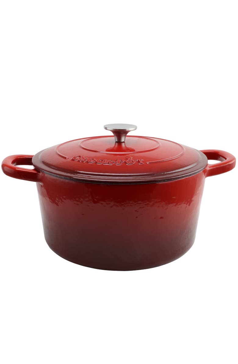 Crock-pot 7 Quart Round Cast Iron Dutch Oven, Alternate, color, Red