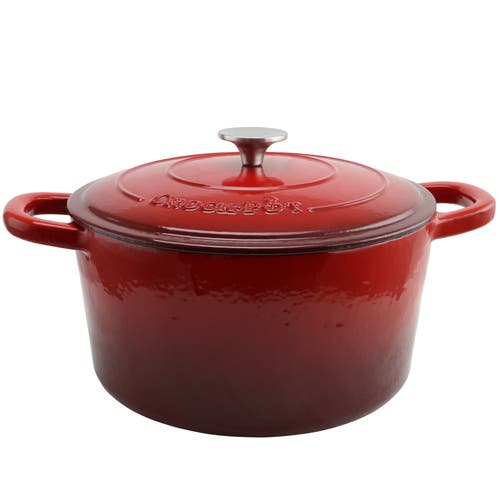 Crock-pot 7 Quart Round Cast Iron Dutch Oven In Red