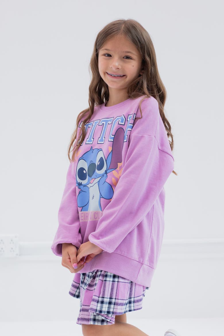 Lilo & Stitch 2-Piece Sweatshirt and Pleated Skirt Set, Alternate, color, Stitch Purple