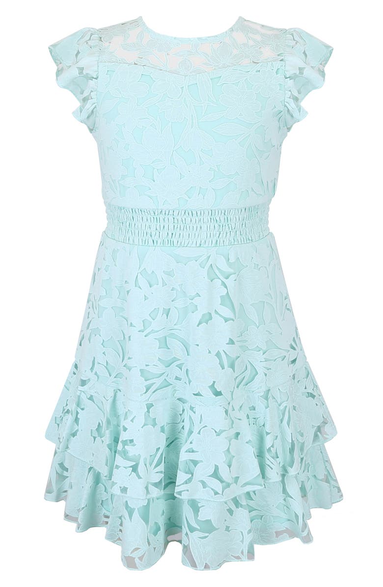 Zunie Kids' Burnout Lace Overlay Party Dress, Main, color, Mint