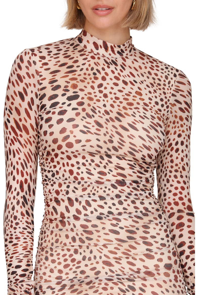Mock Neck Long Sleeve Body-Con Maxi Dress, Alternate, color, SPOTTED ANIMAL