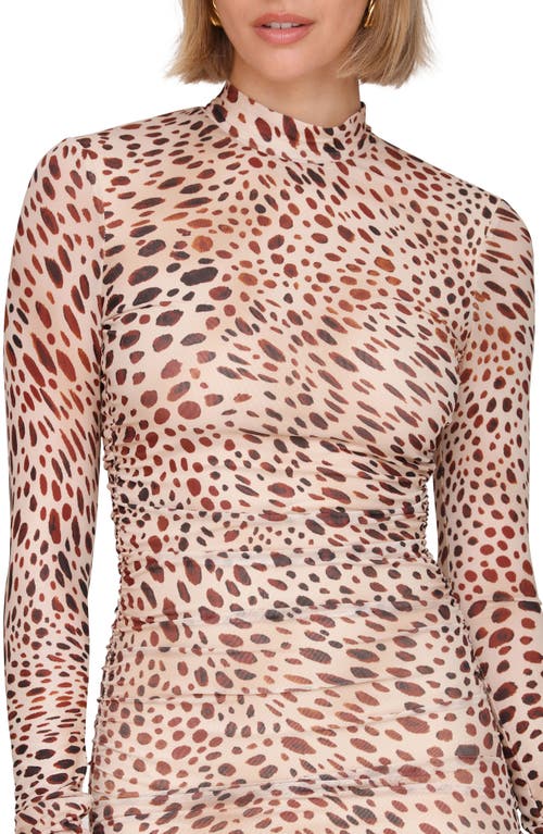 Avec Les Filles Mock Neck Long Sleeve Body-con Maxi Dress In Multi