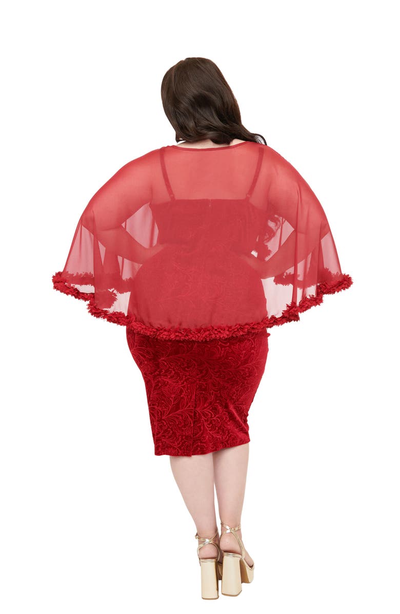 Unique Vintage Plus Size 1960s Ruffle Capelet Wiggle Dress, Alternate, color,