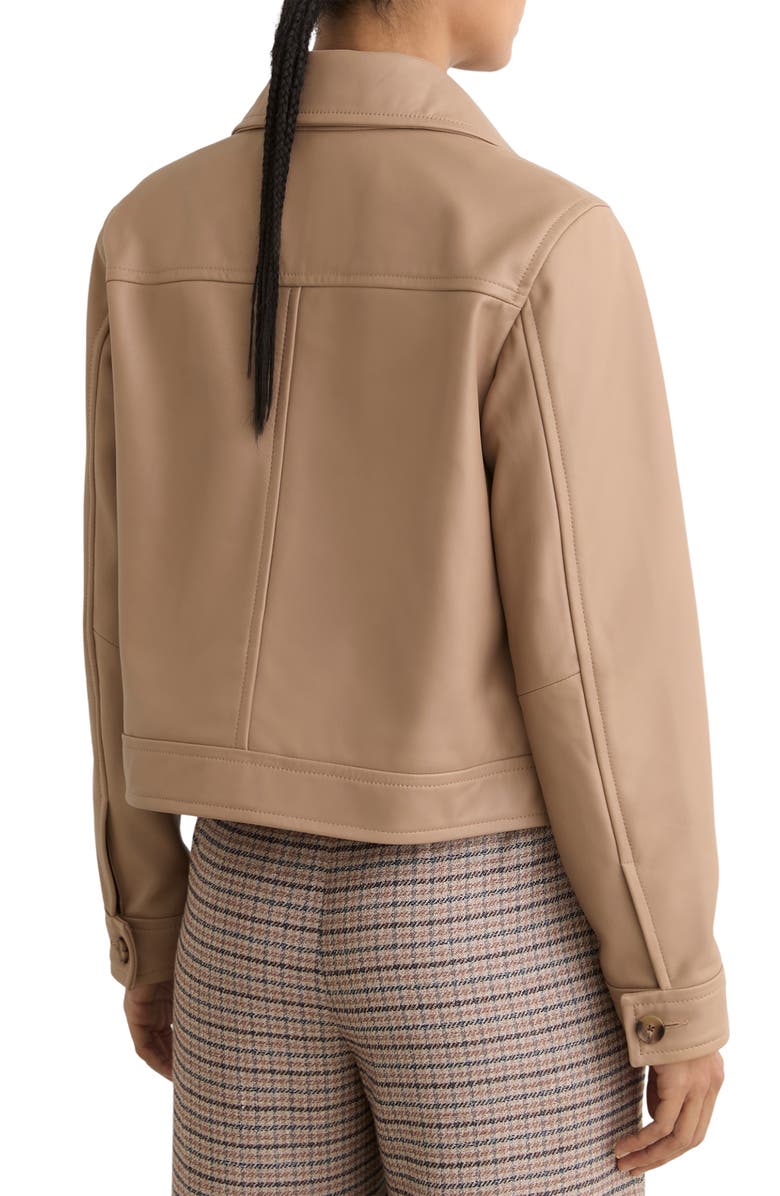 Reiss Sonny Leather Crop Jacket, Alternate, color, Neutral