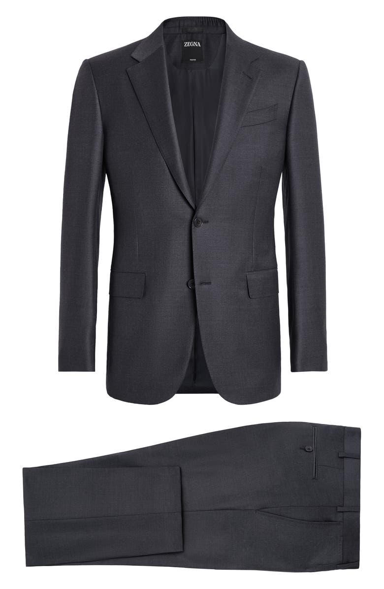ZEGNA Pin Dot Trofeo Milano Wool Suit, Alternate, color, Dark Grey