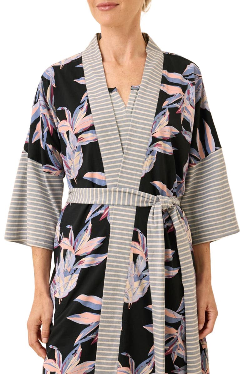 Pact Organic Staycation Short Robe, Alternate, color, Dark Leaves