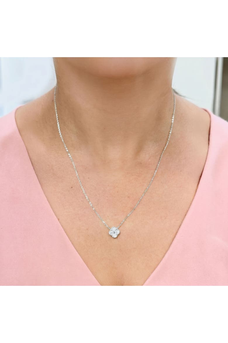 CZ Single Clover Necklace, Alternate, color, Sterling Silver