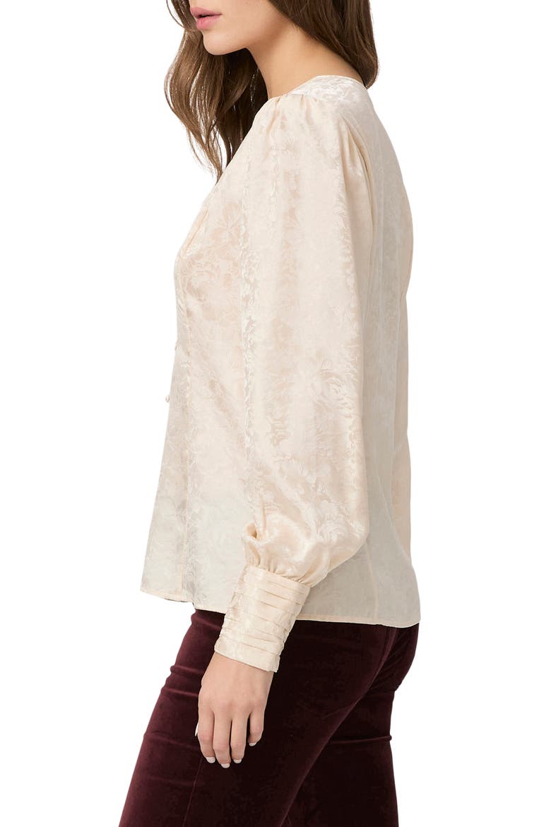 Marielle Floral Silk Top, Alternate, color, TRAVERTINE