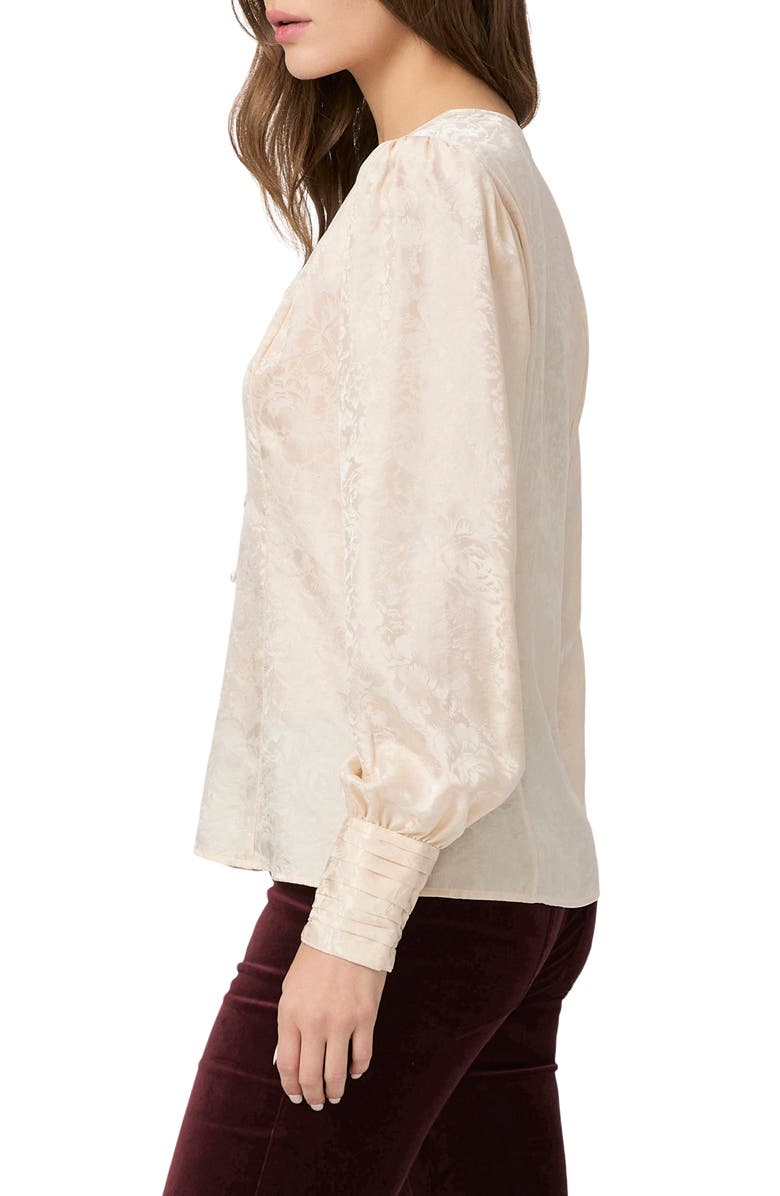 PAIGE Marielle Floral Silk Top, Alternate, color, Travertine