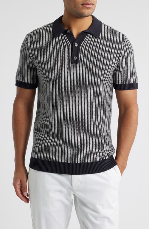Rails Royce Stripe Knit Polo In Navy Grey