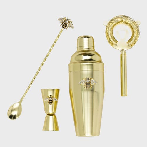 Joanna Buchanan Stripey Bee Cocktail Shaker Set In Gold