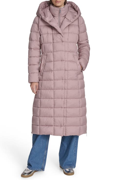 Water Resistant Stadium Length Quilted Puffer Coat