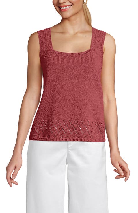 Pointelle Square Neck Tank Sweater
