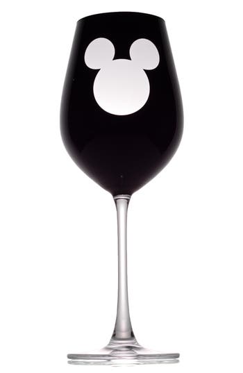 Joyjolt Set Of 2 Disney® Red Wine Glass In Black
