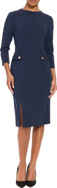 London Times Button Detail Sheath Dress