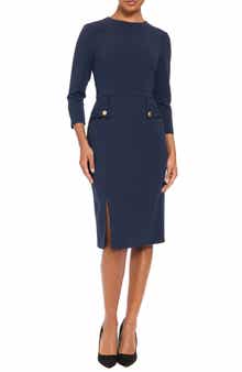 Button Detail Sheath Dress