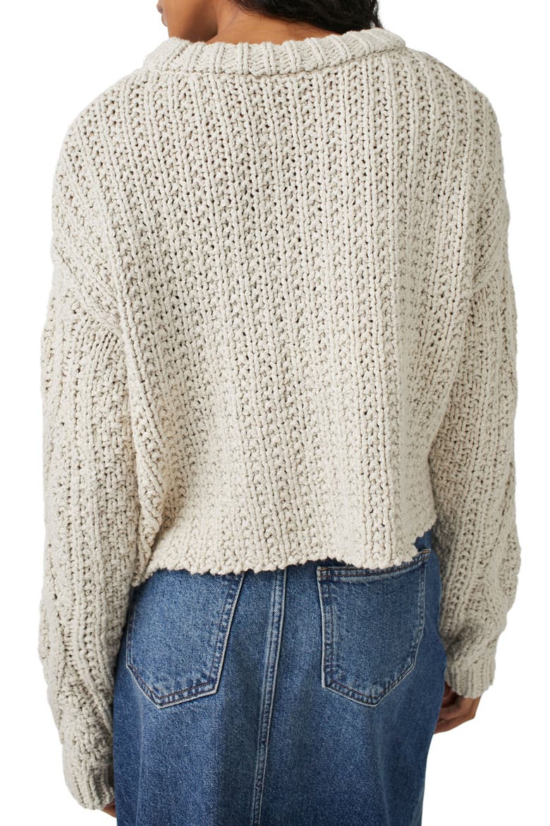 Cutting Edge Cotton Cable Sweater, Alternate, color, SILVER FEATHER