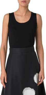 Akris Scoop Neck Silk Rib Sweater Tank