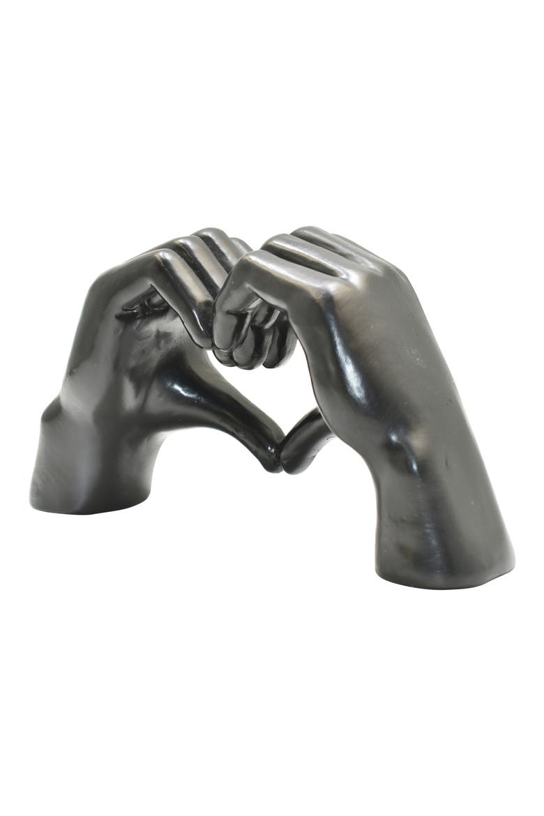 Heart Sign Hands Sculpture, Alternate, color, BLACK