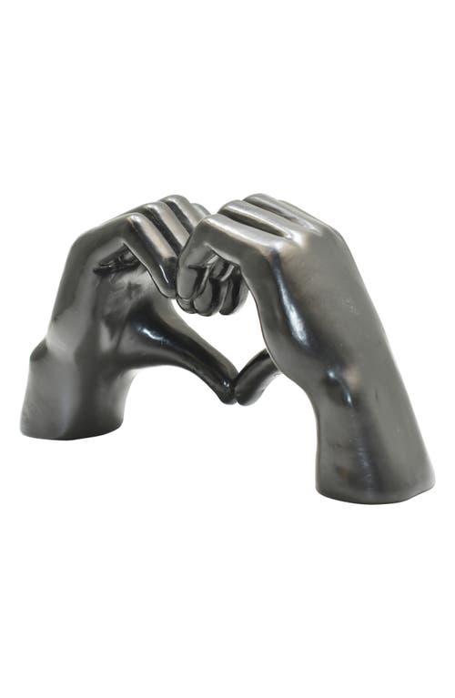 Kinetic Heart Sign Hands Sculpture In Black