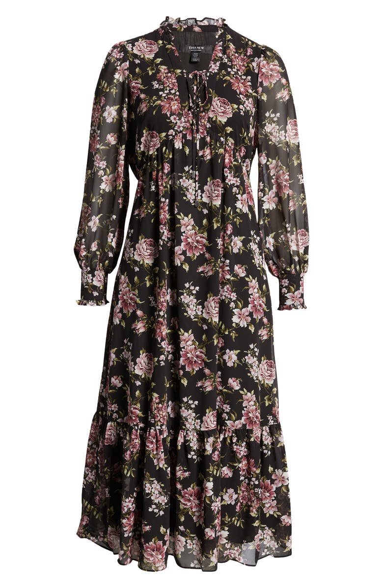Ever New Floral Long Sleeve Midi Dress, Alternate, color, 