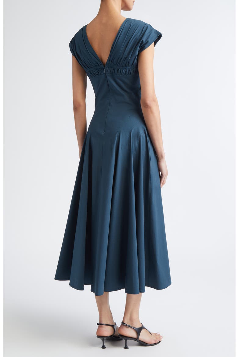 Manoela Ruched Cotton Stretch Poplin Dress, Alternate, color, DARK SPRUCE